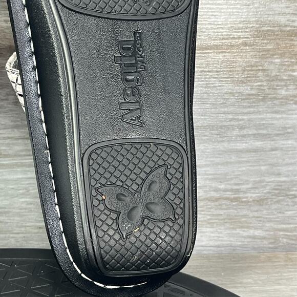 Alegria Women's Karmen Unity Black White Leather Slide Sandals Size EU 38 US 8 - Picture 9 of 11